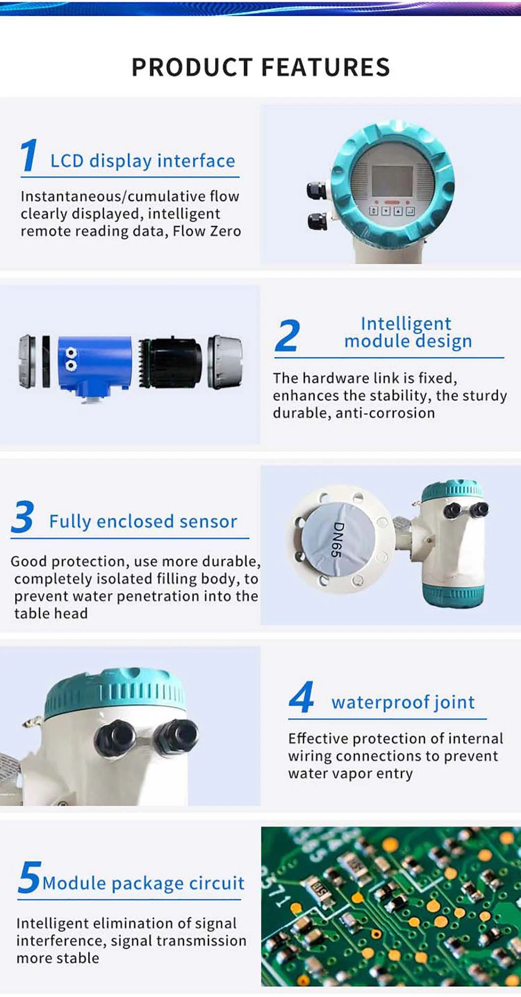 12V 0-10V Output Electromagnetic Sewage Emf Flowmeter DN100 75mm PCB 0.5 Inch Water Flow Meter