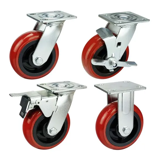 Wbd Good Price 4 Inch Peru PVC/PU Wheels Heavy Duty Casters Double Ball Beaing Swivel Fixed Plate Industrial Caster Wheel Ruedas 4 Pulgadas
