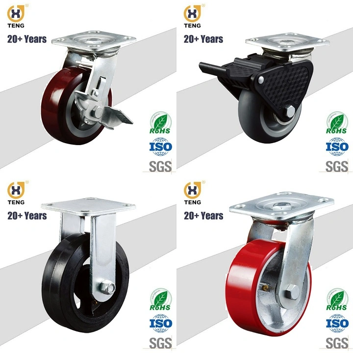 8 Inch Heavy Duty Caster with PU Double Ball Bearing Wheel