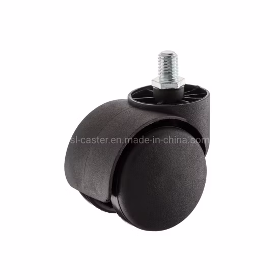 검은색 나일론 트윈 휠 가구 캐스터
